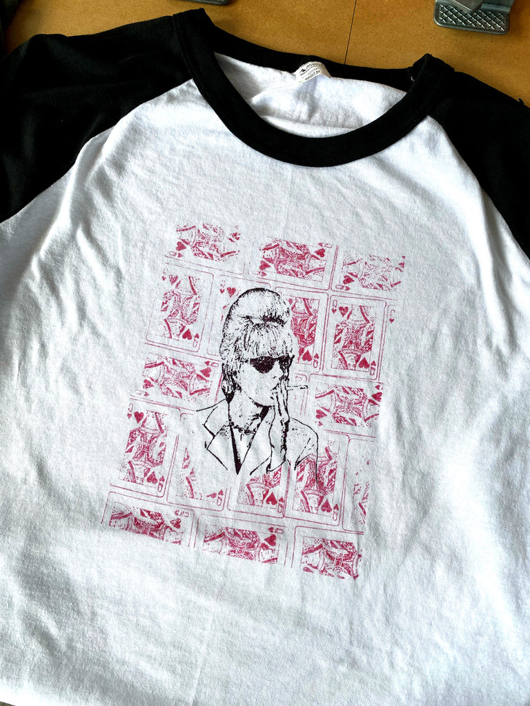 Screenprint of Queen playing cards and sketch