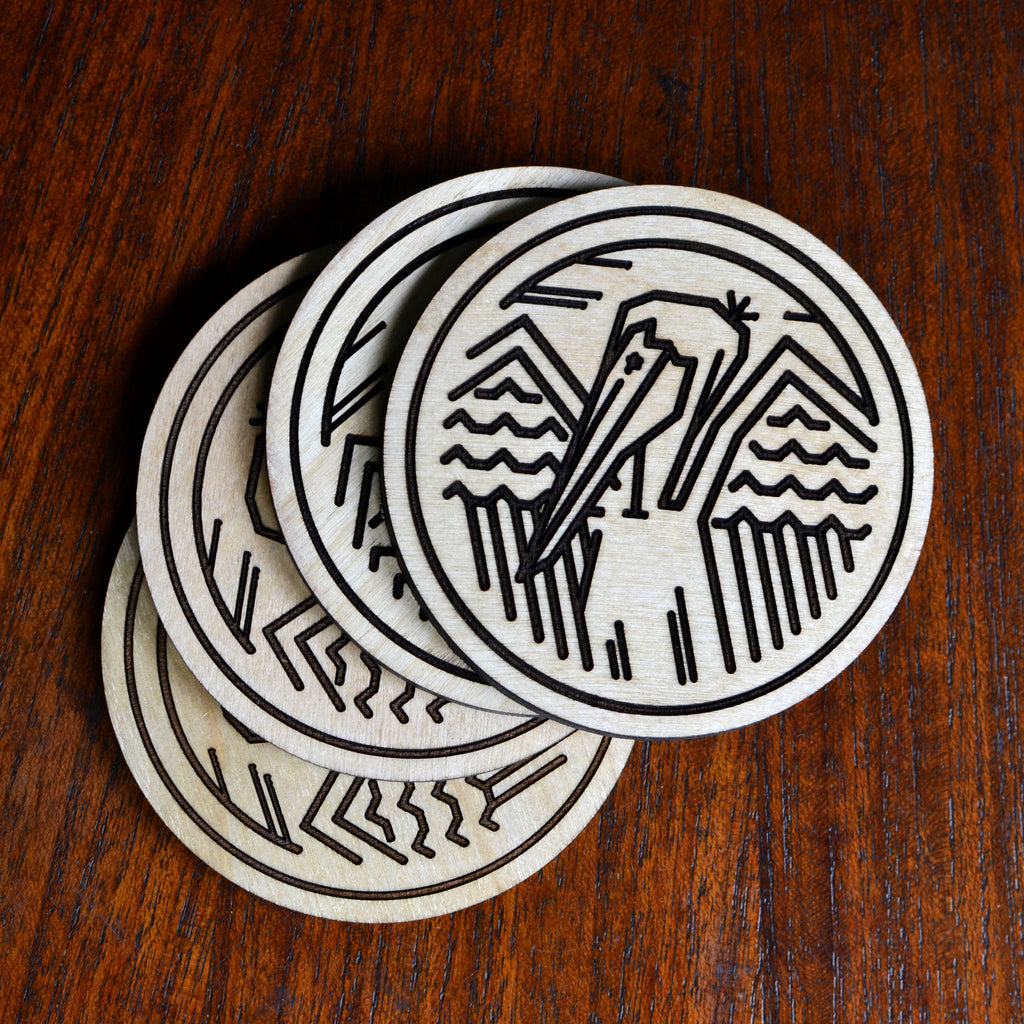 Set of 4 - the Heartsleeve Pelican Gulf Coaster - made in New Orleans and part of our Pelican Collection.