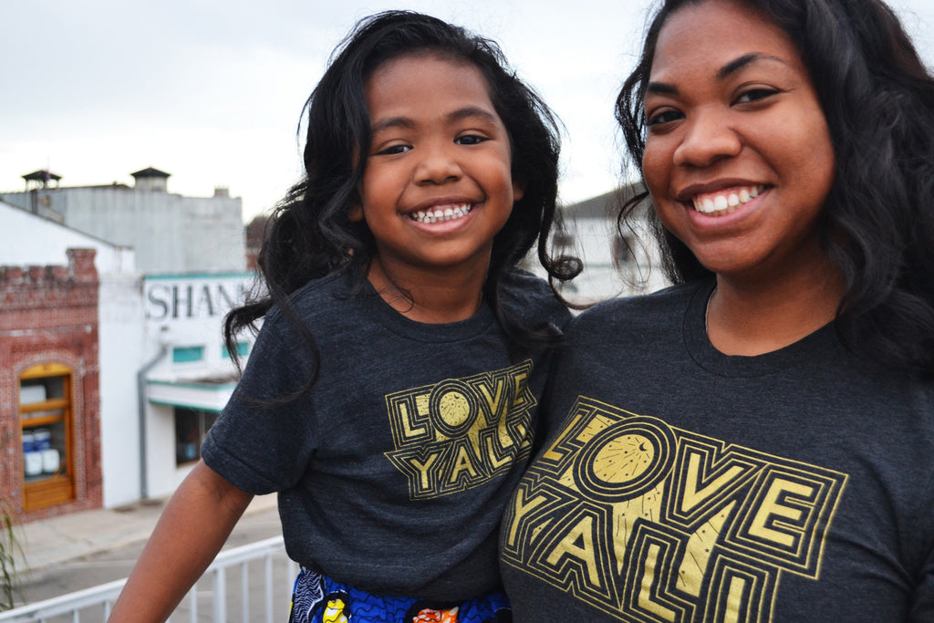 Heartsleeve Black and Gold Love Y'all Shirt with Kid sizes Available