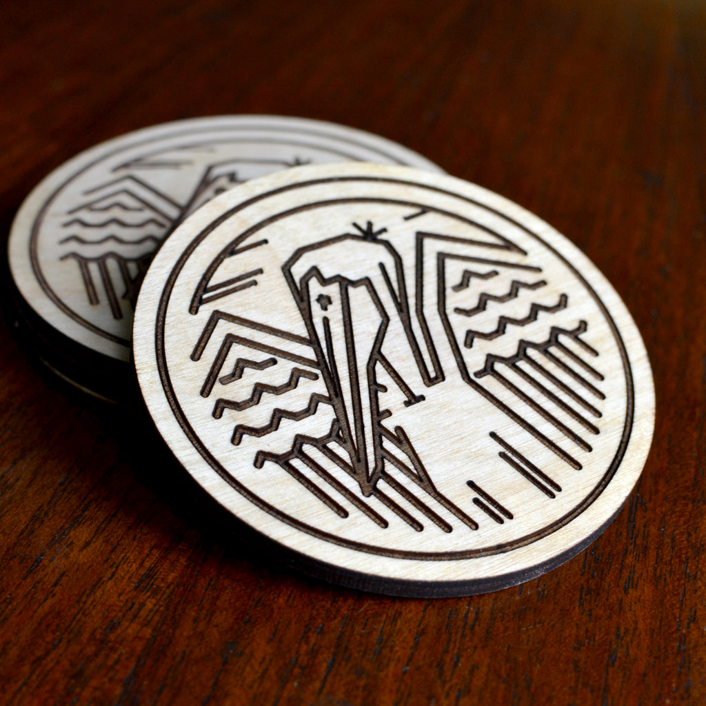 A stack of the Heartsleeve Pelican Gulf Coasters - made in New Orleans and part of our Pelican Collection.